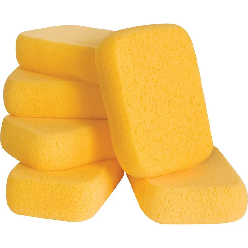 Durable Grout Sealing Sponge In Plastic Bag Yellow Color